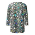thumbnail image 4 of PMVFHDE Womens Tops Quarter Sleeve Crewneck Loose Fit Sequin Casual Print T-Shirt, 4 of 5