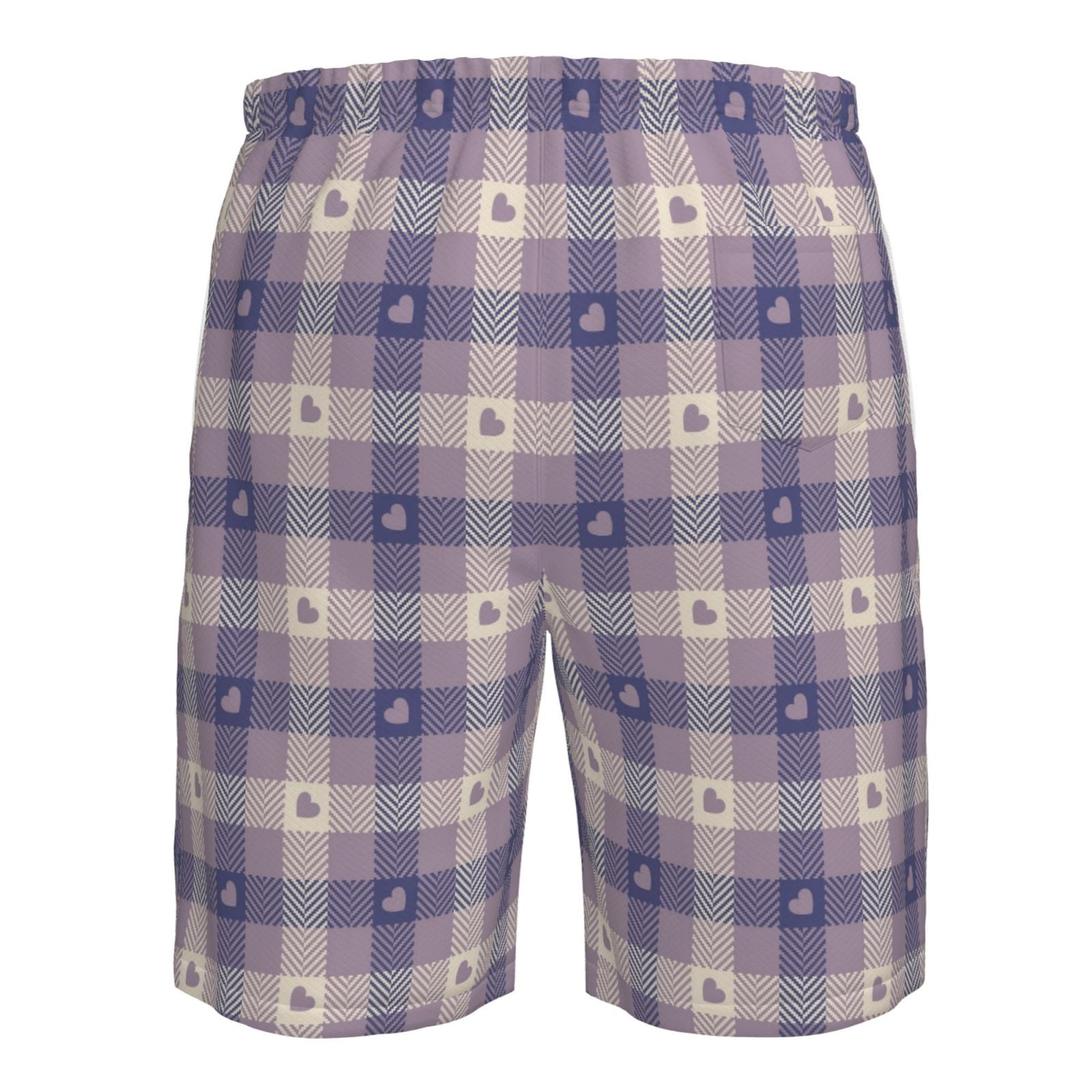 Naloa Heart Check Plaid Men's Beach Shorts, Surfing shorts, Swim trunks, Quick Dry Swim Trunks for Surfing Beach Fun - XX-Large