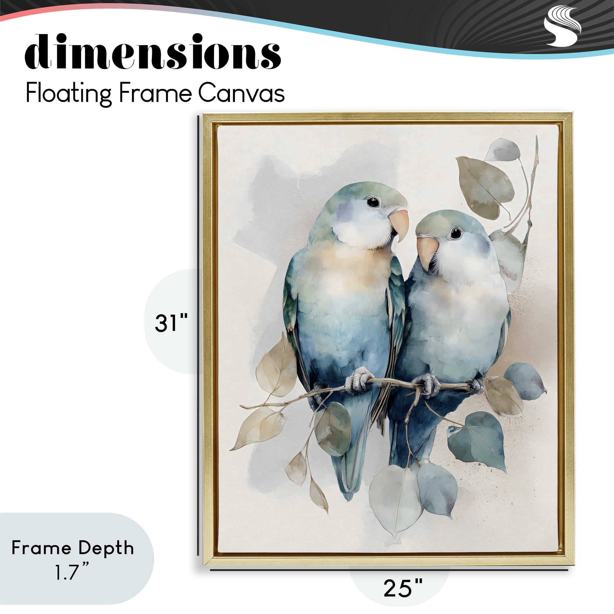 Stupell Industries Blue Bird Lovers Gold Framed Floater Canvas Wall Art, design by Franklyn Gregory