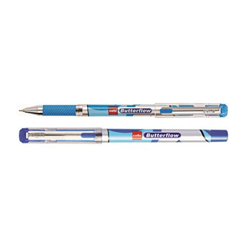 Cello Butterflow Smooth Writing Fine Ball Pen Blue ** Pack of 10 * 