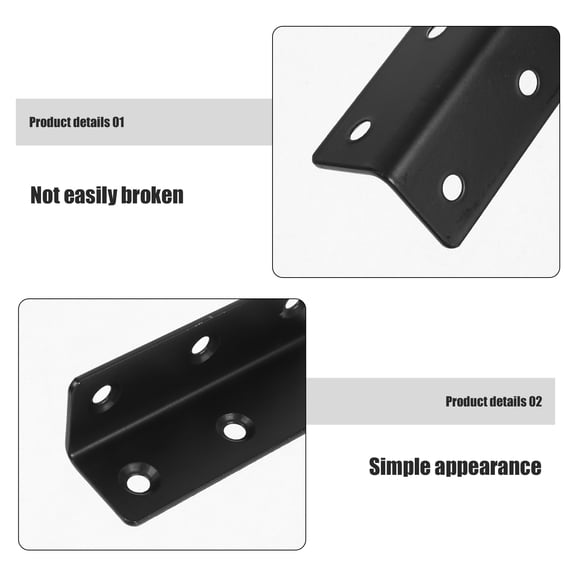OUNONA 5-Pack Heavy Duty Stainless Steel Right Angle Brackets 90 Degree L Shape Corner Braces for Wood Metal Shelf Support Furniture Garden Bed Gate