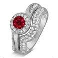 thumbnail image 3 of Antique Designer 2.5 Carat Round Cut Red Ruby Moissanite Diamond Bridal Ring Set for Her in 10k White Gold, 3 of 4