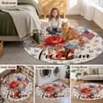 thumbnail image 6 of Independence Day Washable Round Area Rug 7 ft, US Flag Watercolor Flower Stars Linen, Soft Non Slip Rugs Stain Repellent Indoor Felt Carpet for Living Dining Room Bedroom Home Office, 6 of 9