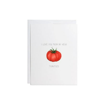 I Love You Card - Tomato - Greeting Card- Watercolors - Handmade Cards - Stationery - Gift Cards - Illustrated - Envelope - Valentines Day