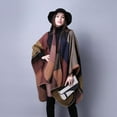 thumbnail image 1 of Capas para mujer, ropa de otoño estilo capa, cárdigans bohemios delanteros, capas a cuadros de gran tamaño, 1 of 3