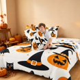 thumbnail image 4 of Homewish Halloween Witch Hat Pumpkin Full Size Comforter Sets, Owl Crow Bedding Comforter Set, Cream Orange Black, Pumpkin Bat Reversible, 3pcs 1 Comforter and 2 Pillowcases, 4 of 6