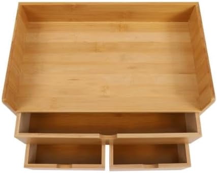 Desk Organizer Bamboo Tabletop Storage Organization Box For Office Home Supplies Small Desktop Simple Design Fit Vanity Mini Raw Wood Color Drawer Craft Cosmetic Letter Mail Sorter