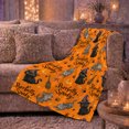 thumbnail image 5 of Printed Flannel Throw Blanket with pointed-hat character Cats And Tabby Cats With Brooms, 5 of 7