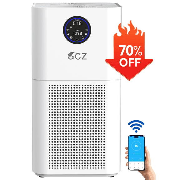 GCZ AP404 HEPA Filter Air Purifier for Home Large Room up to 3500 Sq. Ft, H13 True HEPA Filter for Pet Hair, Allergens, Dust