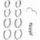 thumbnail image 1 of 8 piezas de pendientes de aro con circonita cúbica, estilo minimalista, para cartílago, pequeños, para piercing de hélice., 1 of 9