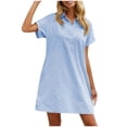 thumbnail image 2 of Fankiway Mode Femme Robe Décontractée à Boutons Col Rabattu Manches Courtes Robes Grande Taille pour Femmes Courbes Robes Midi pour Femmes Robes de Printemps pour Femmes 8631, 2 of 5