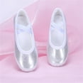 thumbnail image 2 of ZACPNCV Ballet Shoes for Toddler Girls Cute Bow Canvas Dance Slippers Soft Stretch Split Sole No-Tie Yoga Gymnastics Shoes Silver, 2 of 9