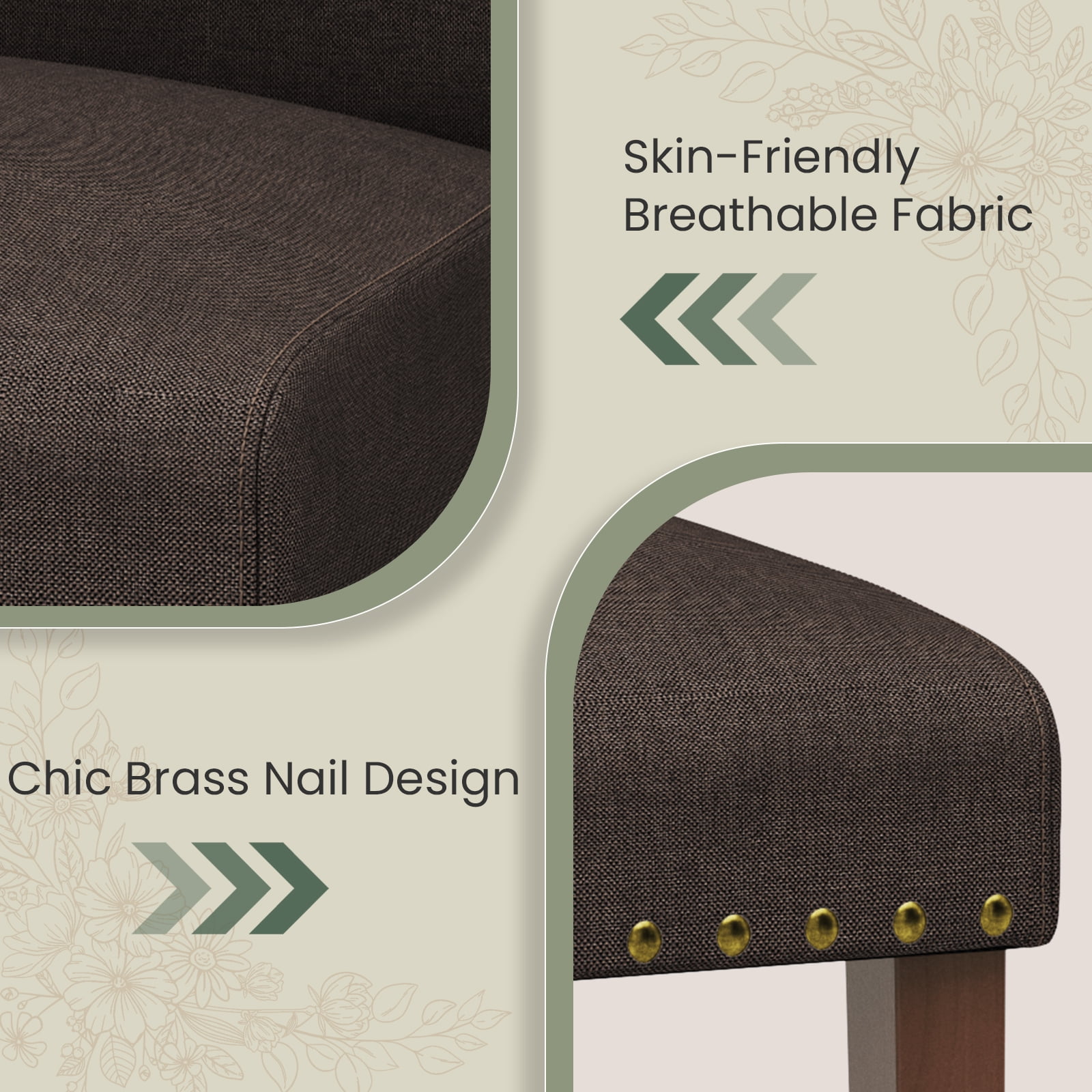 Arlopu Dining Chairs Set of 4, Upholstered Parsons Dining Chairs with Nailhead Trim, Solid Wood Legs & Padded Seat, Side Chair for Kitchen, Dining Room, Living Room