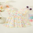 thumbnail image 3 of Girl Short Sleeve Square Neck Floral Print Ruffled A-Lined Dress, 3 of 9
