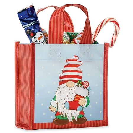 Current Gnome Christmas Holiday Mini Non-Woven Gift Tote Bags - Set of 4 (2 Designs) 5.5" Wx 3" D