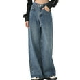 thumbnail image 2 of Sngxgn Women's Wide Leg Jeans High Waisted Stretchy Straight Leg Jeans Loose Denim Pants with Pocket(Dark Blue,XS), 2 of 9