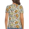 thumbnail image 3 of Honeii Autumn Pumpkins Leaves Print Women's V-Neck T-Shirt,Short Sleeve V Neck Tees Tops for Women , Perfect for Work, Travel, and Everyday Wear, 3 of 7