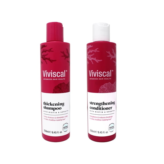 Viviscal Thickening Shampoo & Strengthening Conditioner Set with Biotin & Keratin, 8.45 oz Each