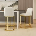 thumbnail image 4 of Set of 2 Modern White/Gold PU Leather Bar Stools - Kitchen/Bar Height Chairs - Comfortable Padded Seats, Metal Legs, Easy Assembly, for Bars &amp; Counters, 4 of 22