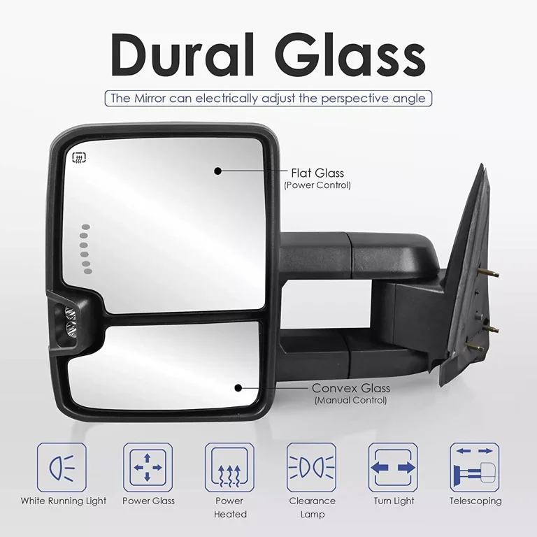 Power Heated Tow Mirrors For 2003-2006 Chevy Silverado & GMC Sierra 1500 - Smoked Signal, Manual Fold