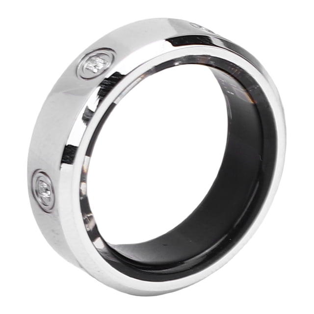 Smart Smart Ring with Inlaid Rhinestone IP68 Water Proof Fitness Tracker Photo Taking Multiple Sports Modes Silver