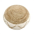 thumbnail image 3 of Pasargad Home Santorini Cotton and Jute Pouf Natural and Ivory, 3 of 6