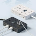 thumbnail image 3 of Multiprise Standard Américaine à 16 Prises avec 3 Ports USB-A & 2 Ports PD Type-C, Rallonge 1,5m, Design Double Face, 2500W 100-250V, Station de Charge Rapide Compacte pour Maison/bureau/voyage (Blanc/noir), 3 of 6