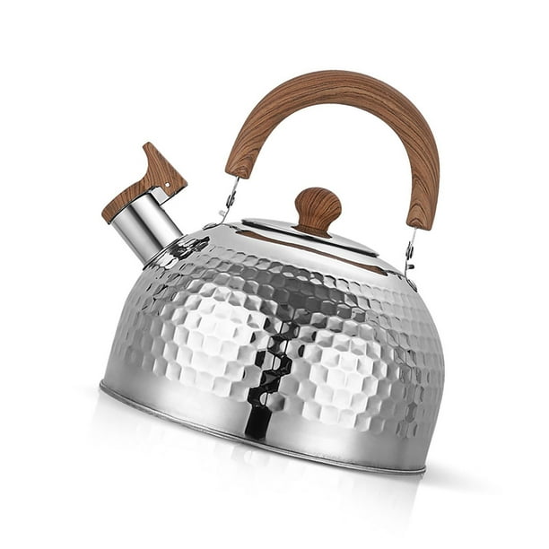Water Kettle Stainless Steel Whistle Water Kettle Large Capacity Flat Bottomed for Gas Induction Cooker Boil Water 2L Hammer