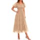 thumbnail image 1 of Vestido PRETTYGARDEN 2025 Midi de Tul con Fruncido y Mangas Abullonadas XL, 1 of 7