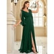 thumbnail image 5 of XUIBOL-Vestidos de gasa de manga larga para mujer, ropa de noche verde, Sexy, con abertura alta, espalda en V, Formal, para fiesta de boda, 5 of 5