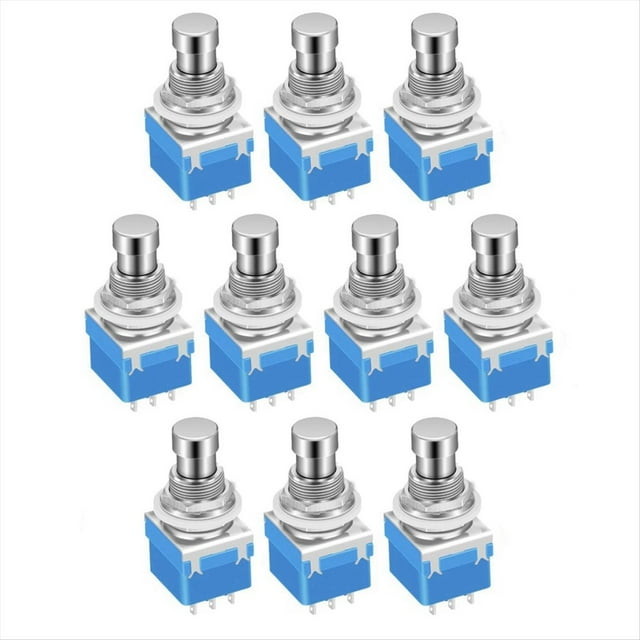 10 Piezas Pedal de Efectos de Guitarra Interruptor de Pedal 3PDT Interruptor de Pedal de Pedal Interruptor de Pie con Botón de Bloqueo de 9 Pines