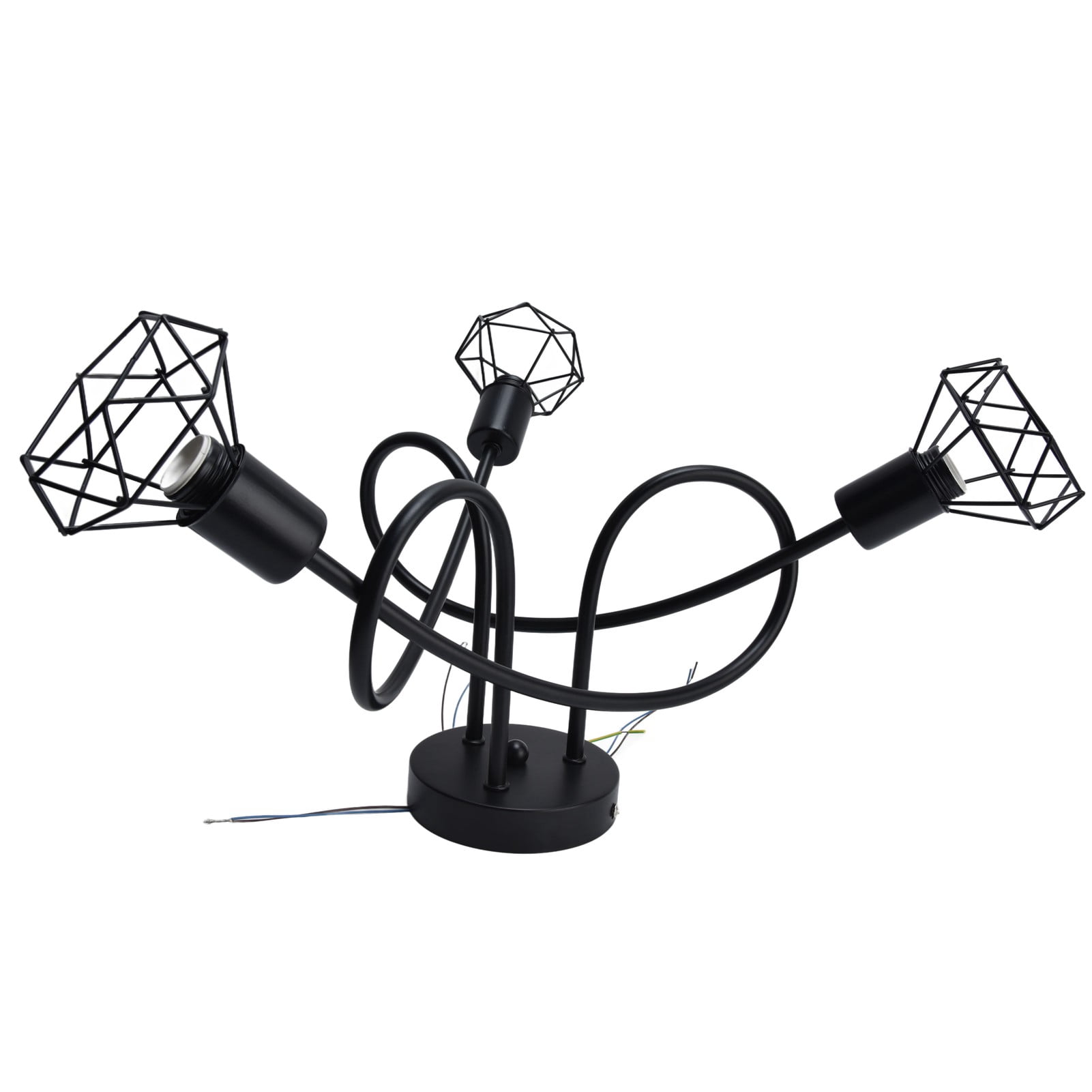 NFTIGB Modern 3 Heads Pendant Light Hollow Iron Ceiling Lamp Fixture for Bedroom Dining Room, Black Base (Bulb Not Included)