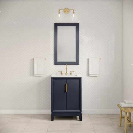 Water Creation Elizabeth 24" Wood Single Bathroom Vanity in Blue/Satin Gold