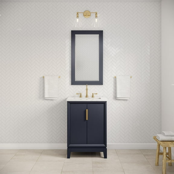 Water Creation Elizabeth 24" Wood Single Bathroom Vanity in Blue/Satin Gold