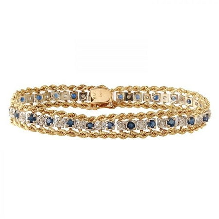 Foreli 4CTW Sapphire Diamond 14K Two tone Gold Bracelet W Cert