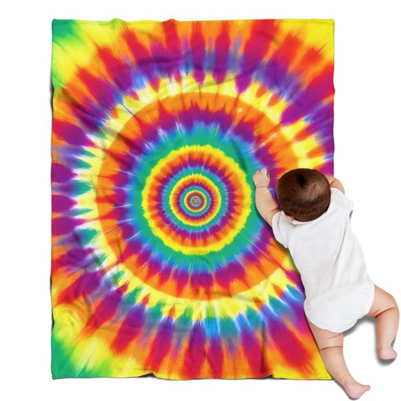 Rainbow Tie Dye Spiral Layer Pattern Blanket,Comfortable Soft Flannel Throw Blanket,All Season,Warm Lightweight Blankets for Sofa Bed Couch Living Room Chair,30"x40"