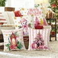 thumbnail image 6 of Costeam 4PCS Christmas Pillow Covers 18x18 Pinks Santa Snowman Merry Christmas Tree Winter Decorative Throw Cushion Case For Sofa Couch Home, 6 of 6