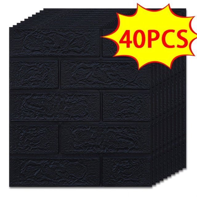 20/30/40//50pcs 3D Wall Tile Sticker, Foam Brick Self-Adhesive Anti-Collision Sticker,