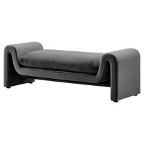 Accent Chair Bench, Grey Gray, Velvet, Living Kitchen Cafe Bistro Hospitality Restaurant, Modern Contemporary Boutique HB34810