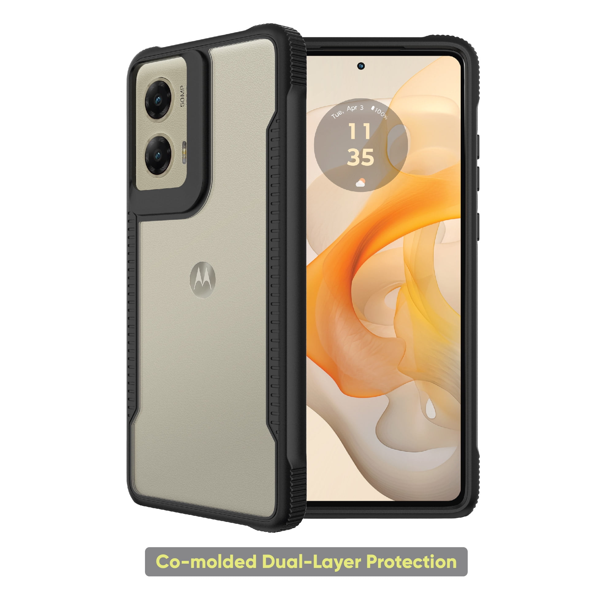 onn. Dual-Layer Phone Case for moto g STYLUS 5G (2024) - Black/Clear