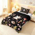 thumbnail image 2 of Homewish Cute Fairies Bird Hedgehog Twin Comforter Sets,Kawaii Mushrooms Flowers Bedding Set,Black,Black Reversible,2pcs,1 Comforter and 1 Pillowcase, 2 of 7