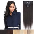 thumbnail image 1 of MY-LADY 8PCS/set 100% Remy Human Hair Clip in Hair Extensions Long Soft for Women Straight Natural Human Real Hairpiece 22inch #1B Natural Black, 1 of 8