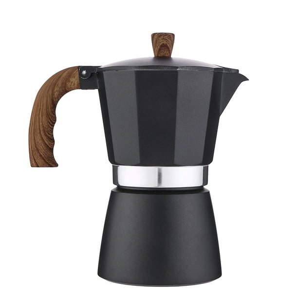 Inteprter Cafetera Cafetera de aluminio Olla para el hogar Accesorio de cocina Juegos de servir café y té Negro 300ml Inteprter HA002820-04B