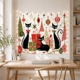 thumbnail image 5 of Three Black Cats with Gifts and Ornaments, Playful Retro for Decor Enthusiasts, Graphic Retro Wall Art Christmas Gift Tapestry Wall Hanging for Living Room and Dorm, 5 of 7