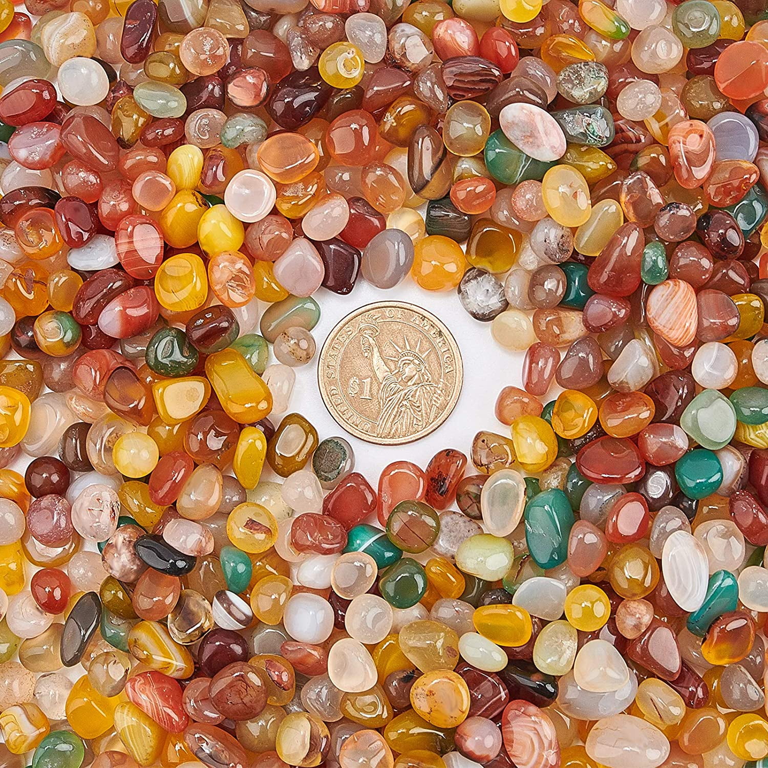 1set 780pcs Tumbled Stone Beads Mixed Agate Stone Undrilled Natural Pebbles Crushed Gemstone for Succulents Bedding Vase Filler Fish Tank Decoration