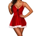 thumbnail image 2 of WZXFASHION sous-Vêtements de Noël pour Femmes Costume Aguichant de Père Noël pour Femmes Col en V Lingerie de Noël en Velours pour Femmes Lingerie Joyeuse Rouge m, 2 of 8
