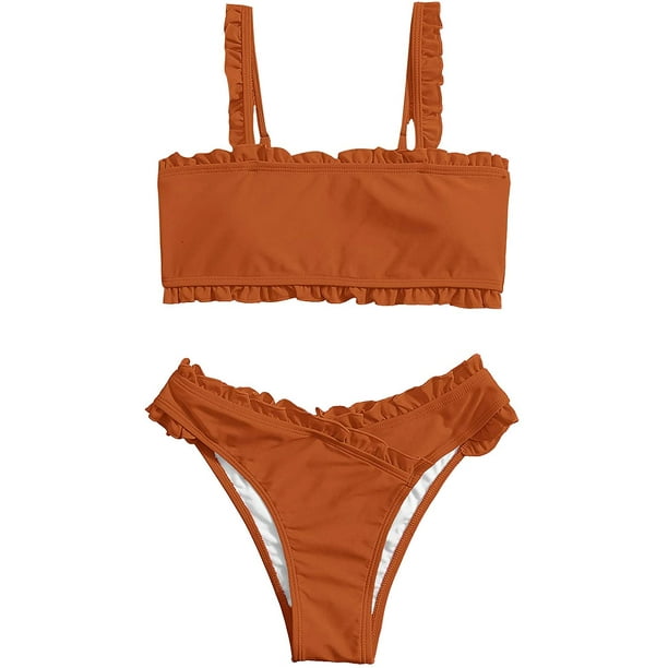 Women's Bathing Suits Spaghetti Strap Ruffle Wrap Bikini Set Two Piece Swimsuits Walmart.ca