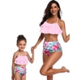 thumbnail image 2 of Daeful Parent-child Swimsuit Ruffled Family Matching Swimwear Sleeveless Swim Bikini Set Mother And Daughter Tummy Control Bathing Suits Pink Flowers 128, 2 of 4