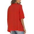 thumbnail image 6 of Higustar Womens Plus Size Tops Short Sleeve V Neck Tunic Shirts Casual Floral Embroidered Loose Summer Fall Blouses Mexican Peasant Cotton Shirts-Red/338/H-M, 6 of 8