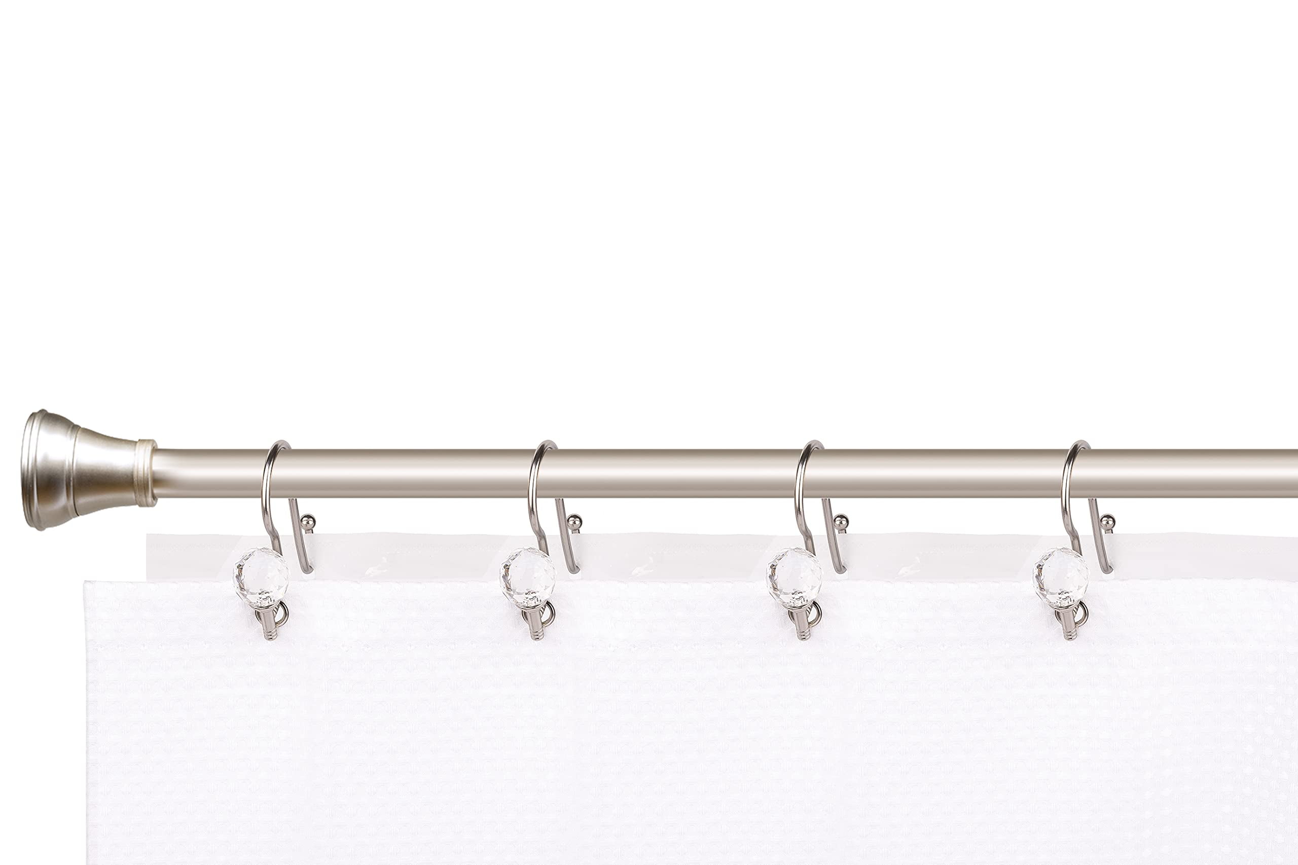 Utopia Alley  Rustproof Zinc Double Shower Curtain Hooks for Bathroom, Crystal Design, Set of 12 Brushed Nickel